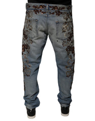 Dolce & Gabbana Light Blue Embroidered Skinny Denim Jeans -   -  Dolce & Gabbana.