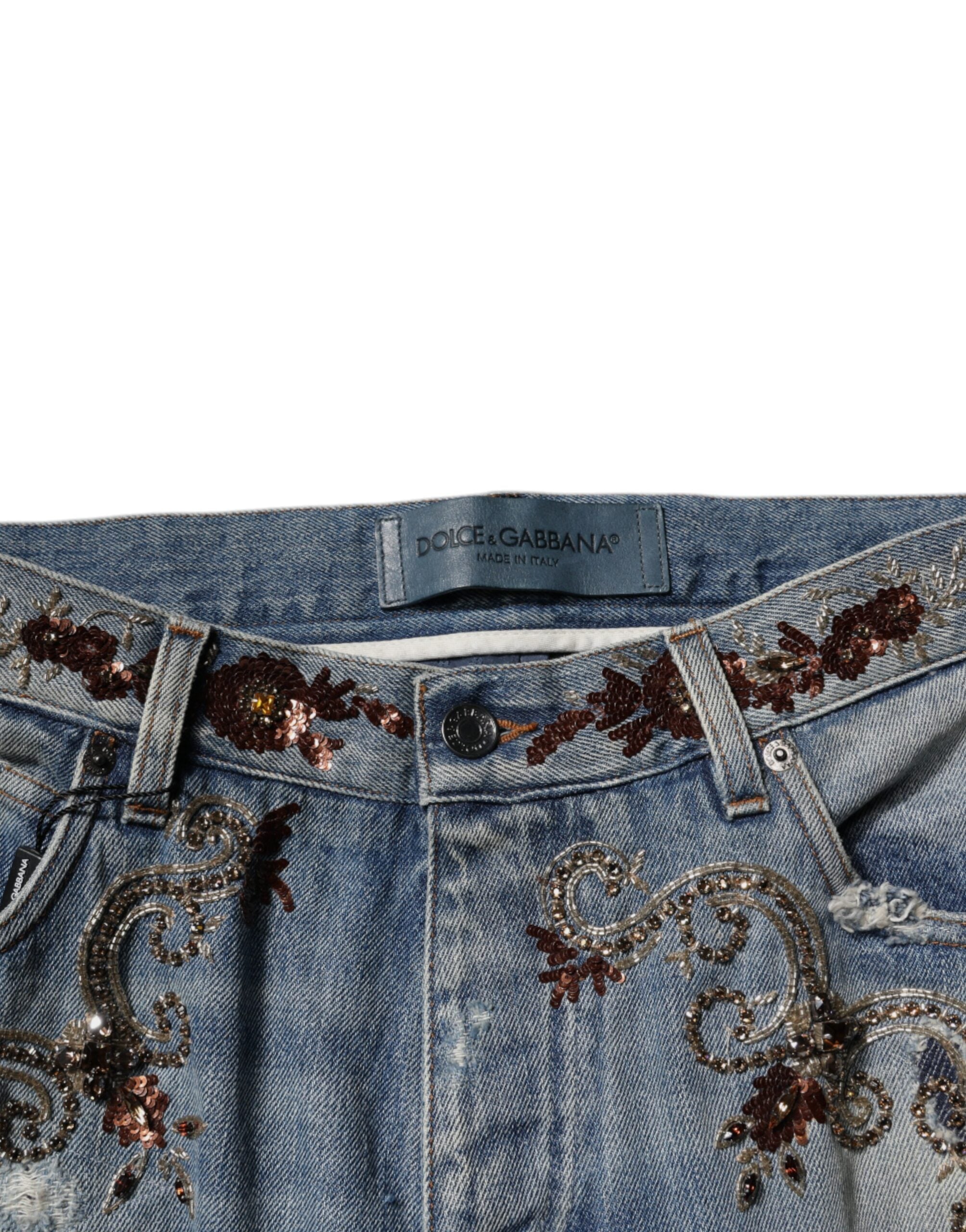Dolce & Gabbana Light Blue Embroidered Skinny Denim Jeans -   -  Dolce & Gabbana.