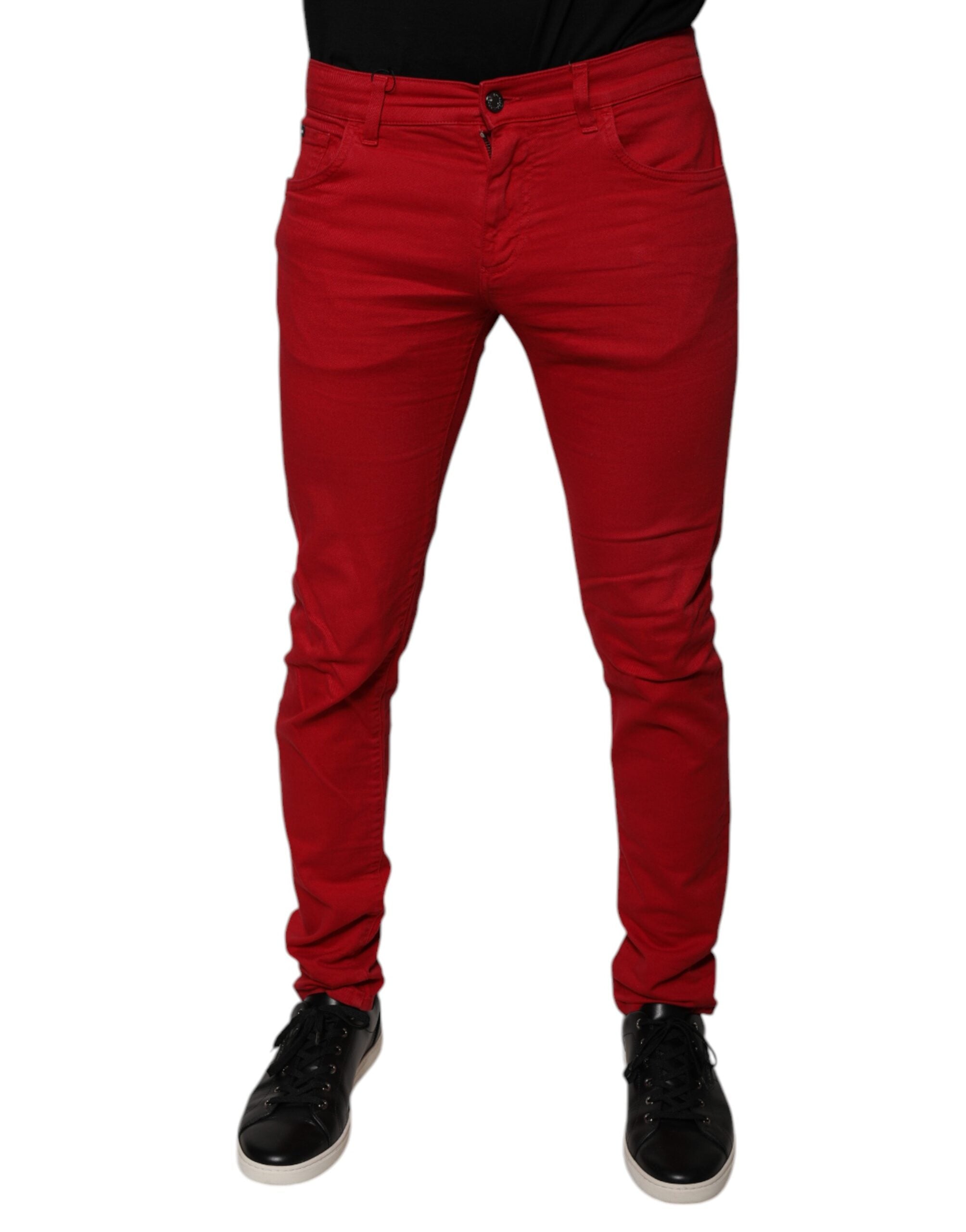 Dolce & Gabbana Red Crown Logo Cotton Skinny Denim Jeans -   -  Dolce & Gabbana.