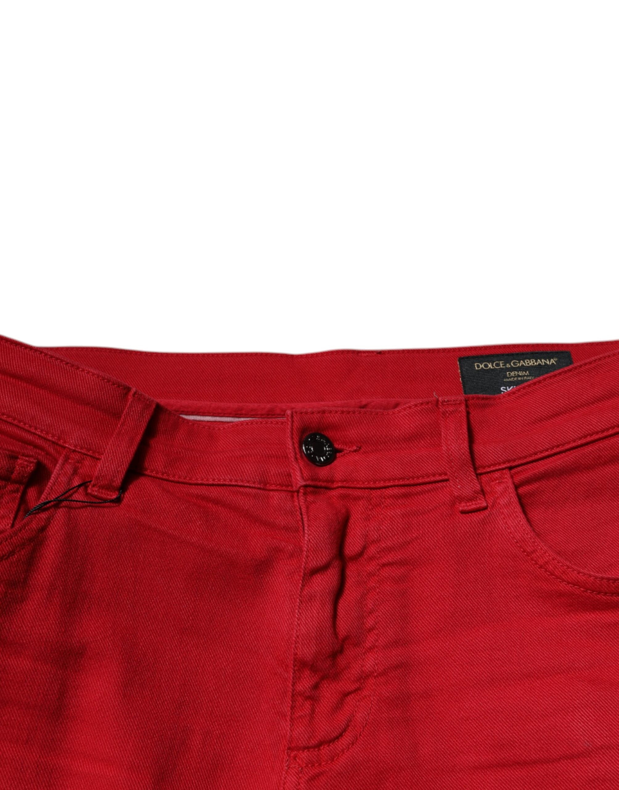 Dolce & Gabbana Red Crown Logo Cotton Skinny Denim Jeans -   -  Dolce & Gabbana.