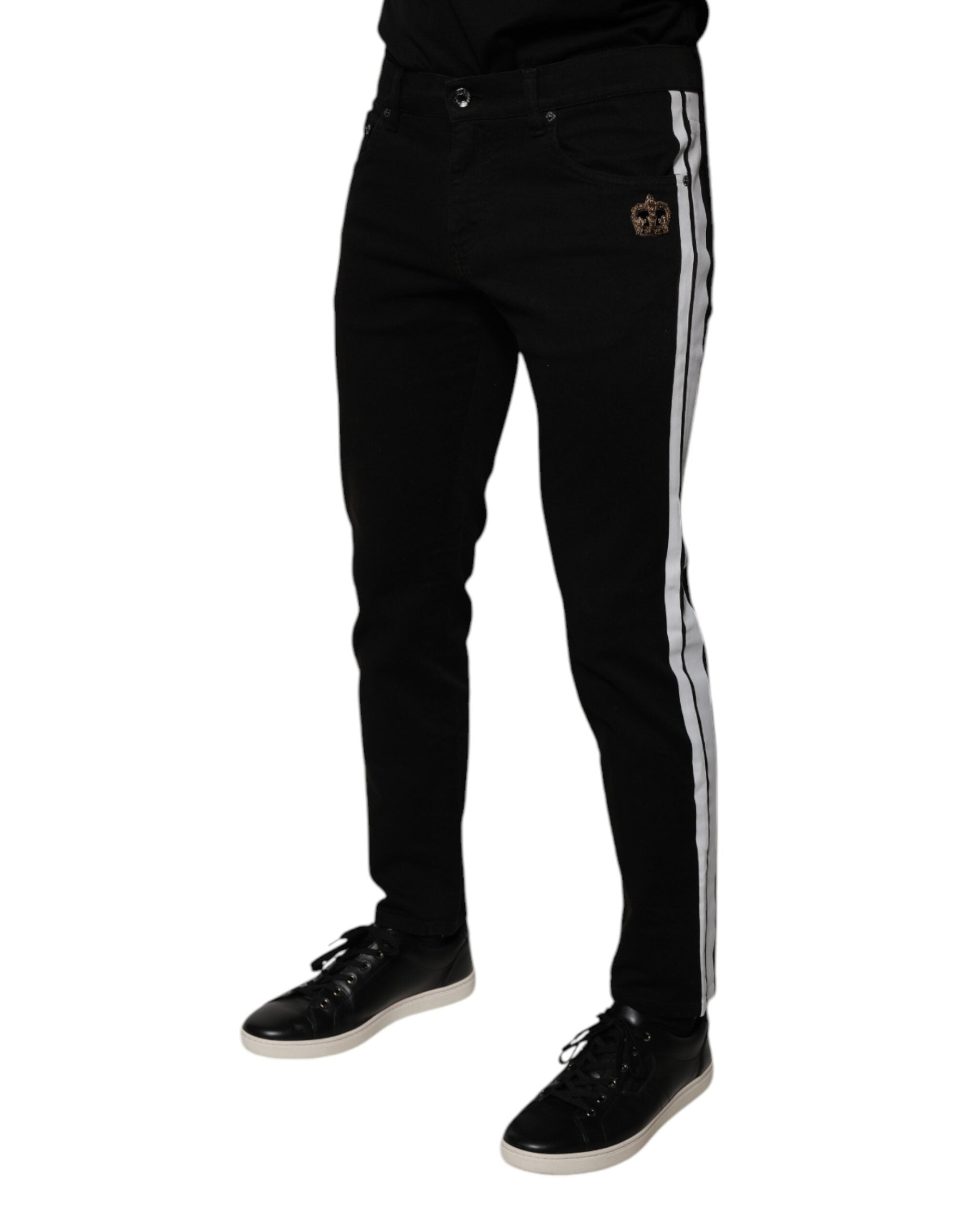 Dolce & Gabbana Black Crown White Lining Skinny Denim Jeans -   -  Dolce & Gabbana.