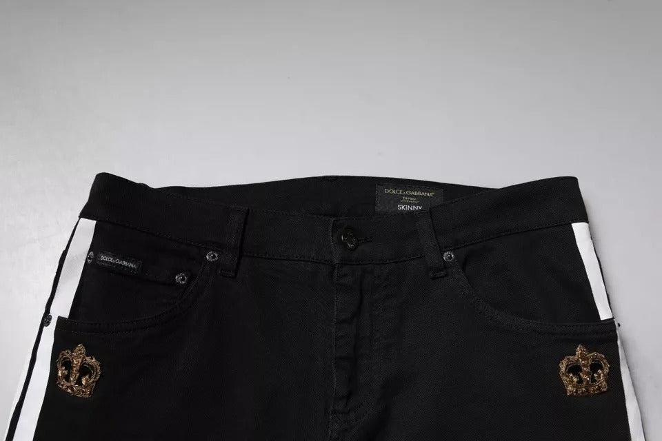 Dolce & Gabbana Black Crown White Lining Skinny Denim Jeans -   -  Dolce & Gabbana.