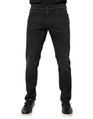 Dolce & Gabbana Black Cotton Logo Plaque Regular Denim Jeans -   -  Dolce & Gabbana.