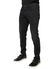 Dolce & Gabbana Black Cotton Logo Plaque Regular Denim Jeans -   -  Dolce & Gabbana.