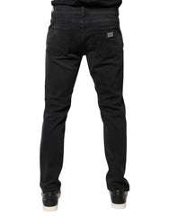 Dolce & Gabbana Black Cotton Logo Plaque Regular Denim Jeans -   -  Dolce & Gabbana.