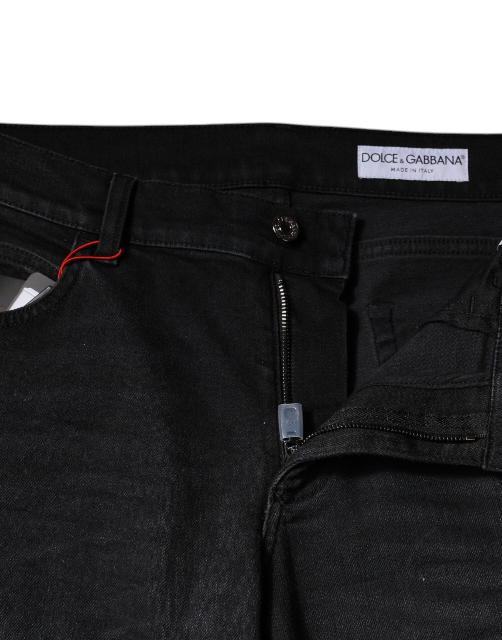 Dolce & Gabbana Black Cotton Logo Plaque Regular Denim Jeans -   -  Dolce & Gabbana.
