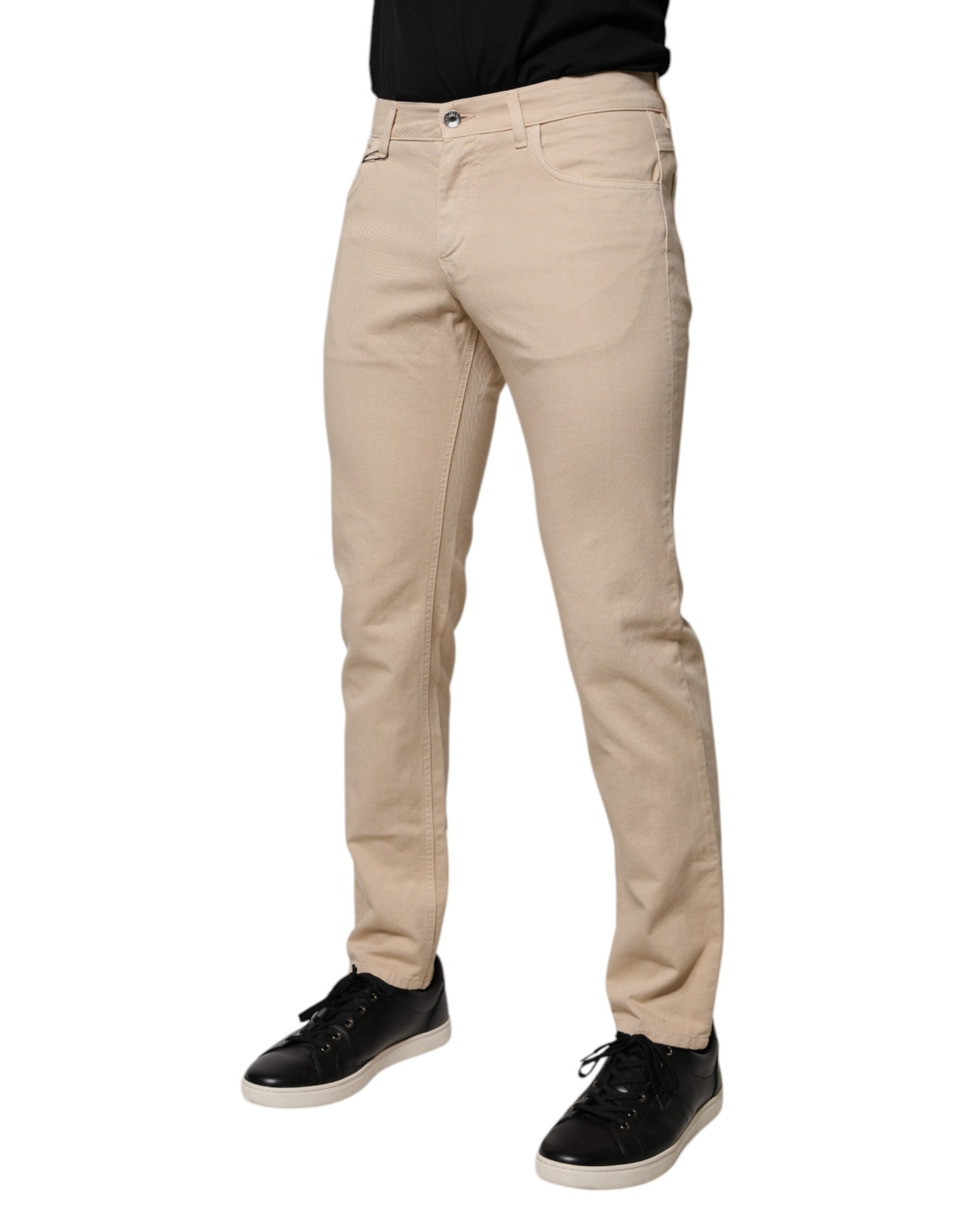 Dolce & Gabbana Beige Cotton Stretch Regular Men Denim Jeans -   -  Dolce & Gabbana.