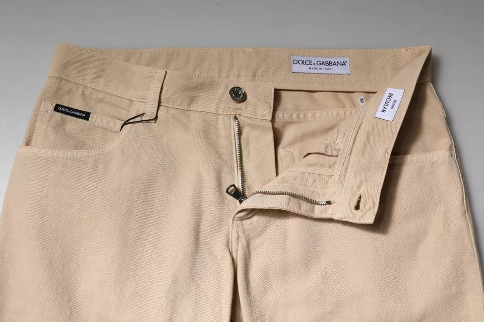 Dolce & Gabbana Beige Cotton Stretch Regular Men Denim Jeans -   -  Dolce & Gabbana.