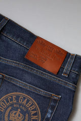 Dolce & Gabbana Blue Cotton Logo Print Slim Fit Denim Jeans -   -  Dolce & Gabbana.