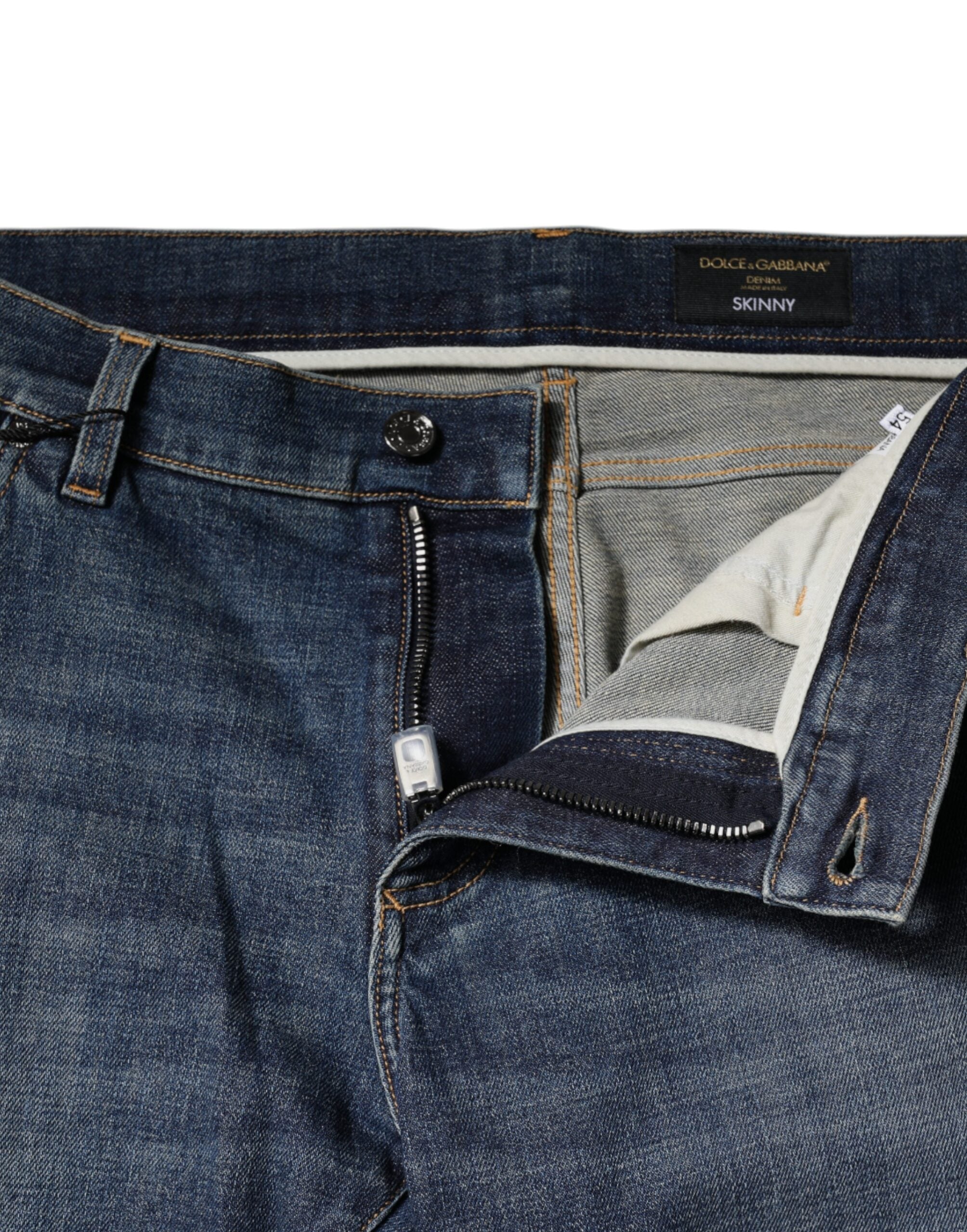 Dolce & Gabbana Blue Logo Plaque Cotton Skinny Denim Jeans -   -  Dolce & Gabbana.