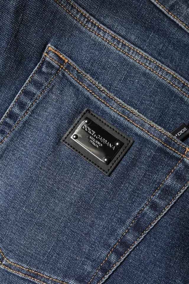 Dolce & Gabbana Blue Logo Plaque Cotton Skinny Denim Jeans -   -  Dolce & Gabbana.