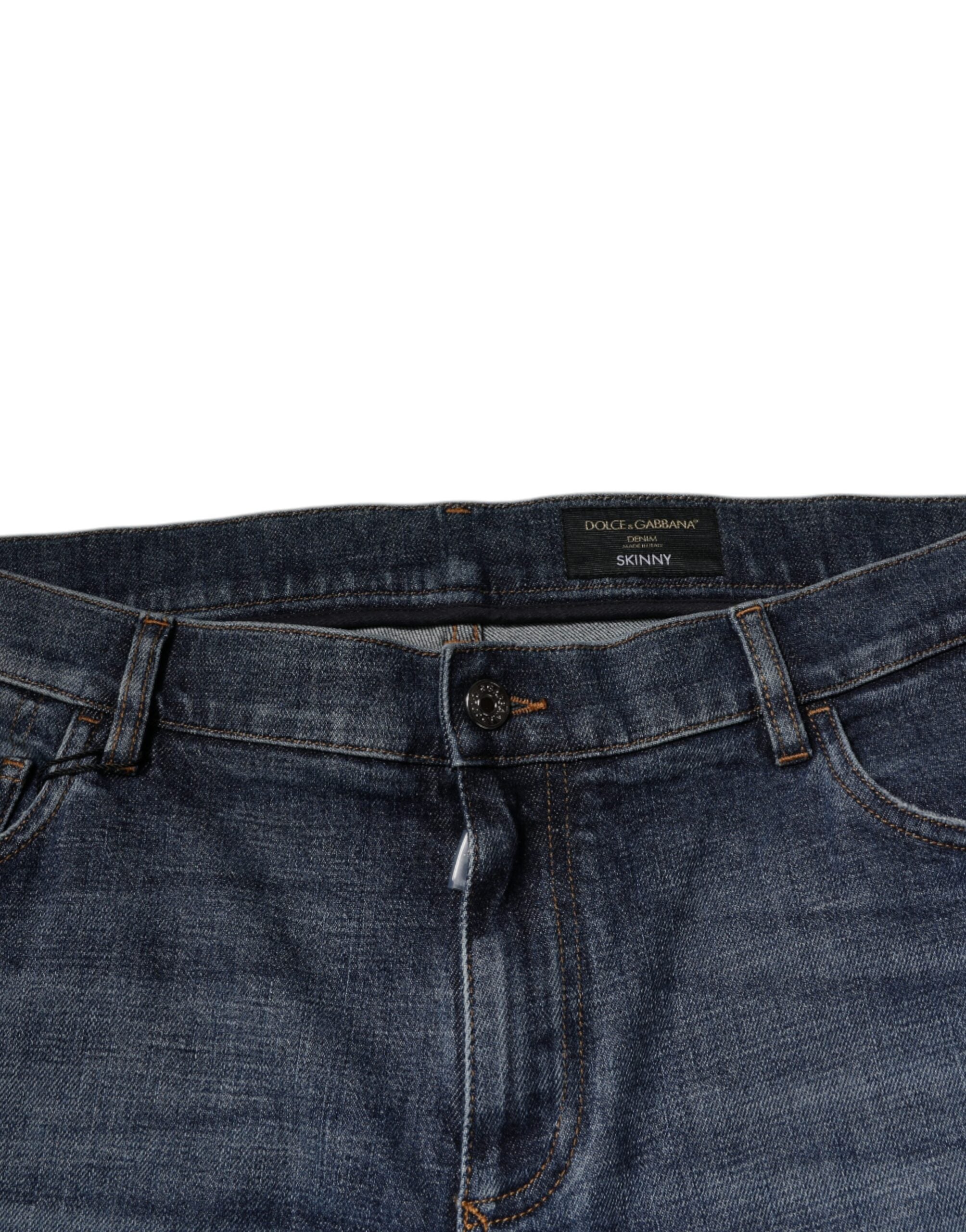 Dolce & Gabbana Dark Blue Cotton Logo Skinny Denim Jeans -   -  Dolce & Gabbana.