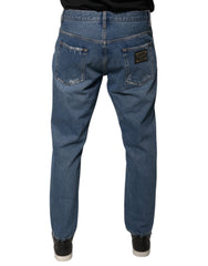 Dolce & Gabbana Blue Cotton Logo Men Loose Denim Jeans -   -  Dolce & Gabbana.