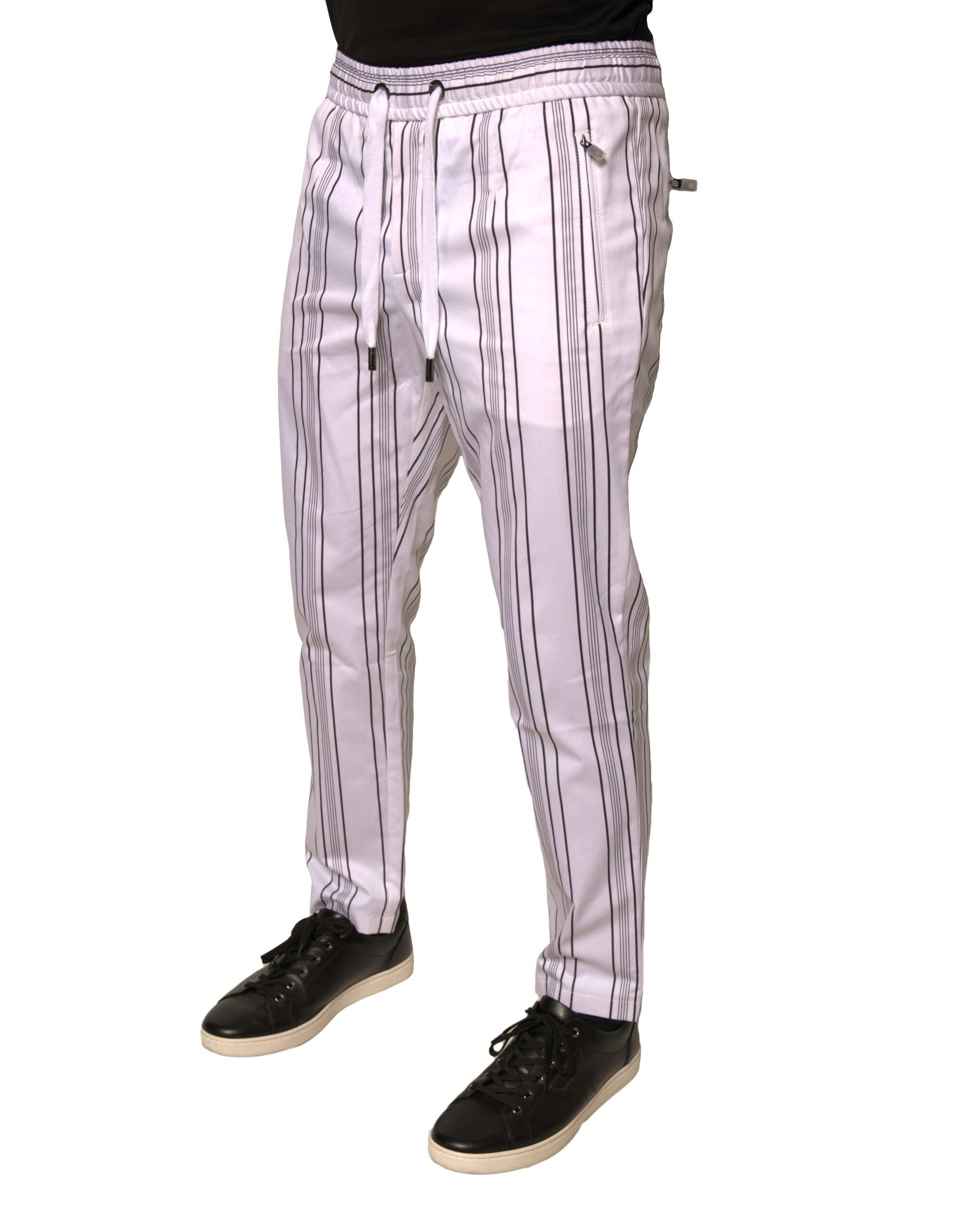 Dolce & Gabbana White Stripe Cotton Dress Skinny Pants -   -  Dolce & Gabbana.