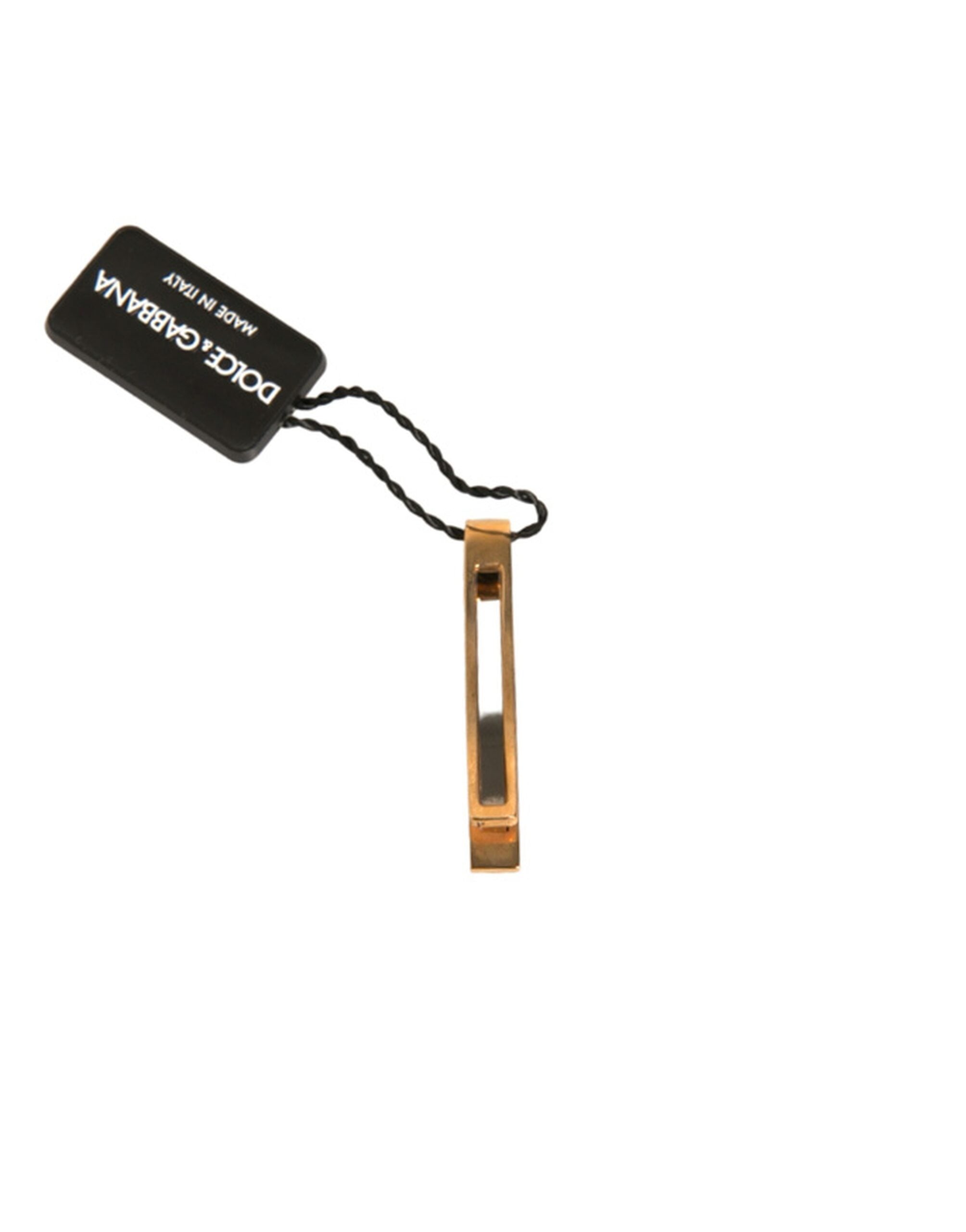 Dolce & Gabbana Gold Tone Brass Crystal Branded Tie Clip Bar -   -  Dolce & Gabbana.