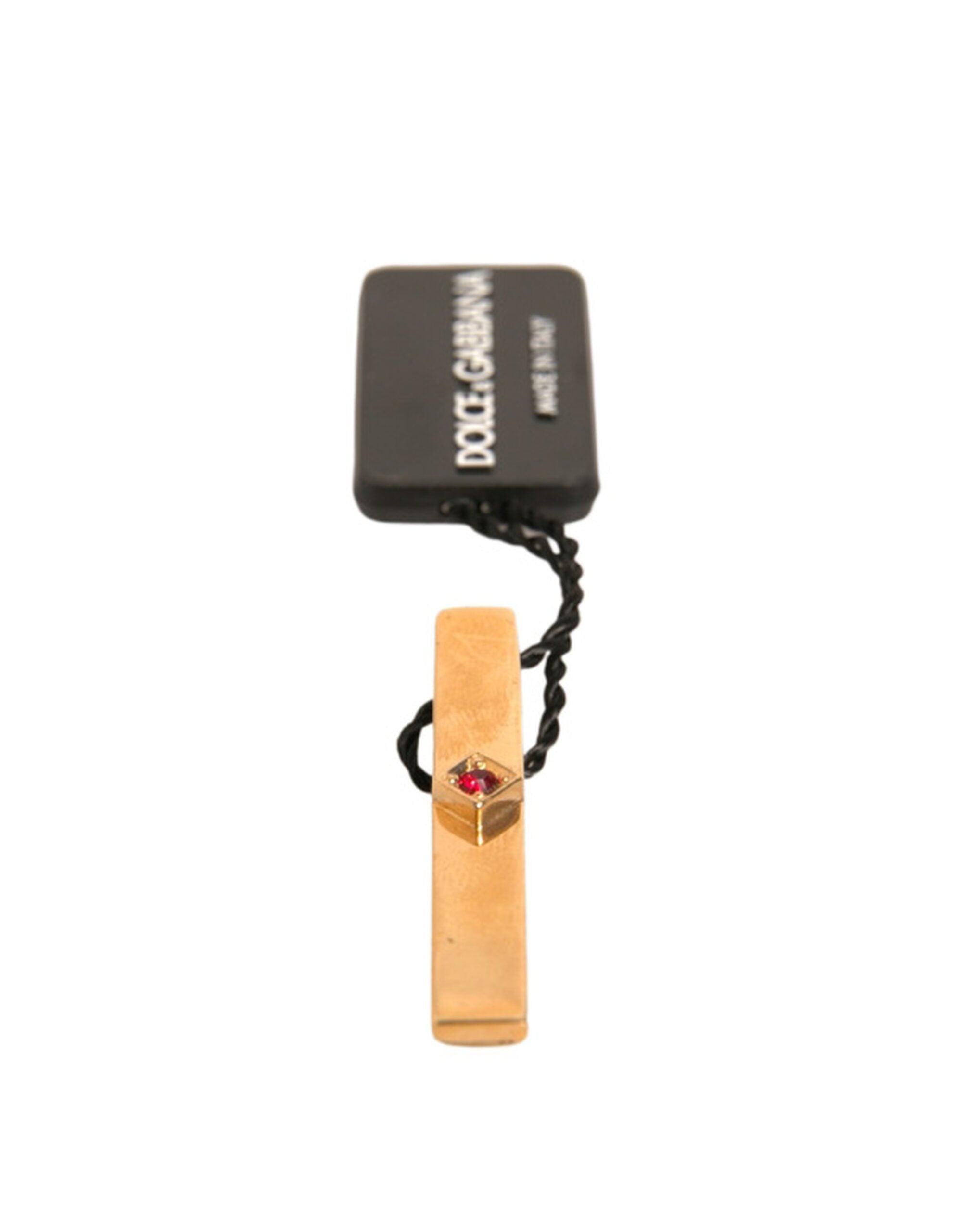 Dolce & Gabbana Gold Tone Brass Crystal Branded Tie Clip Bar -   -  Dolce & Gabbana.