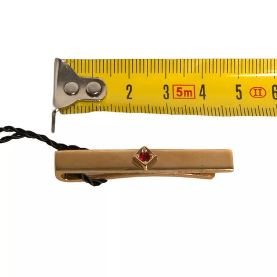Dolce & Gabbana Gold Tone Brass Crystal Branded Tie Clip Bar -   -  Dolce & Gabbana.