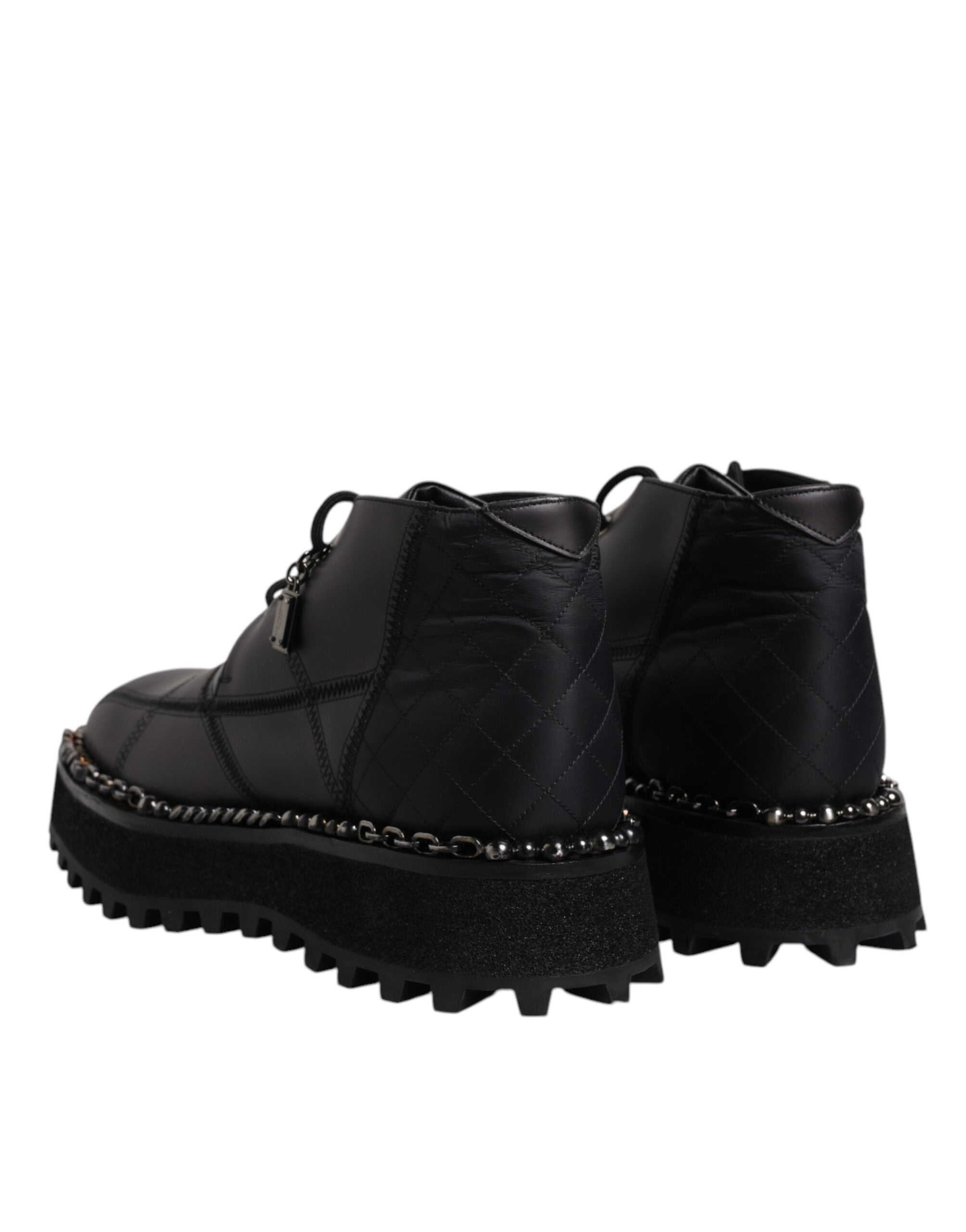Dolce & Gabbana Black Leather Lace Up Ankle Boots Shoes -   -  Dolce & Gabbana.