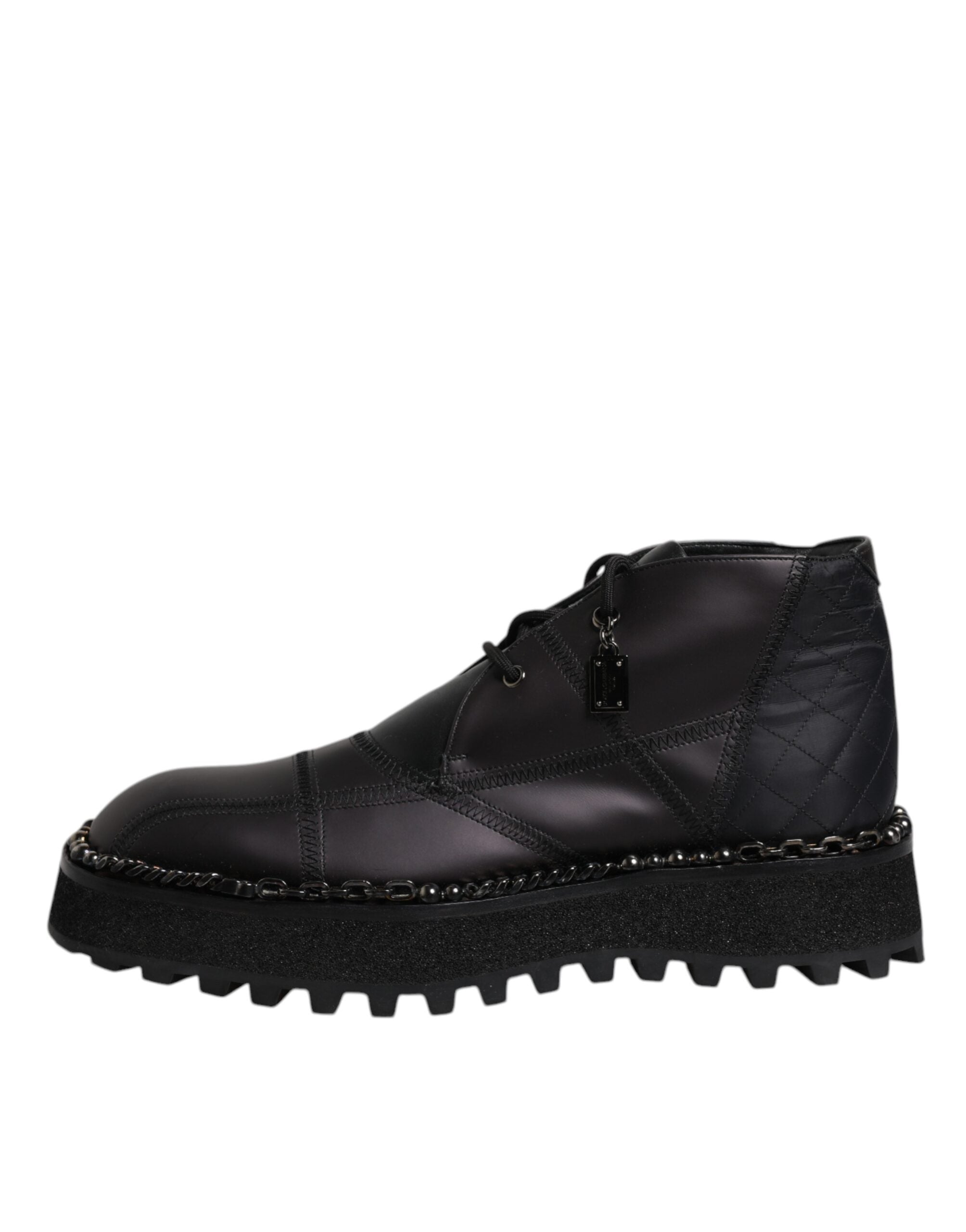 Dolce & Gabbana Black Leather Lace Up Ankle Boots Shoes -   -  Dolce & Gabbana.