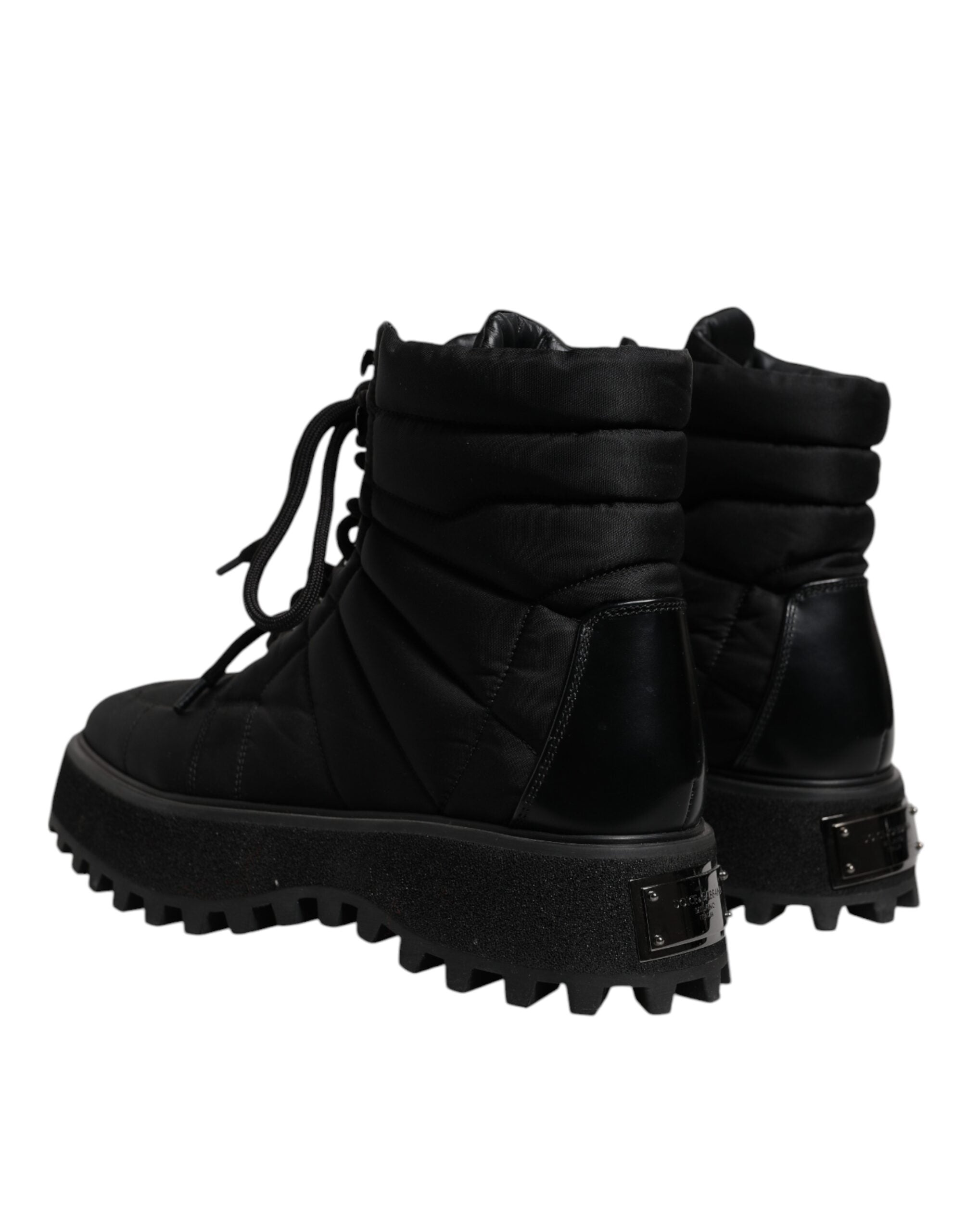 Dolce & Gabbana Black Padded Mid Calf Lace Up Boots Shoes -   -  Dolce & Gabbana.