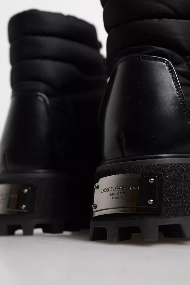 Dolce & Gabbana Black Padded Mid Calf Lace Up Boots Shoes -   -  Dolce & Gabbana.