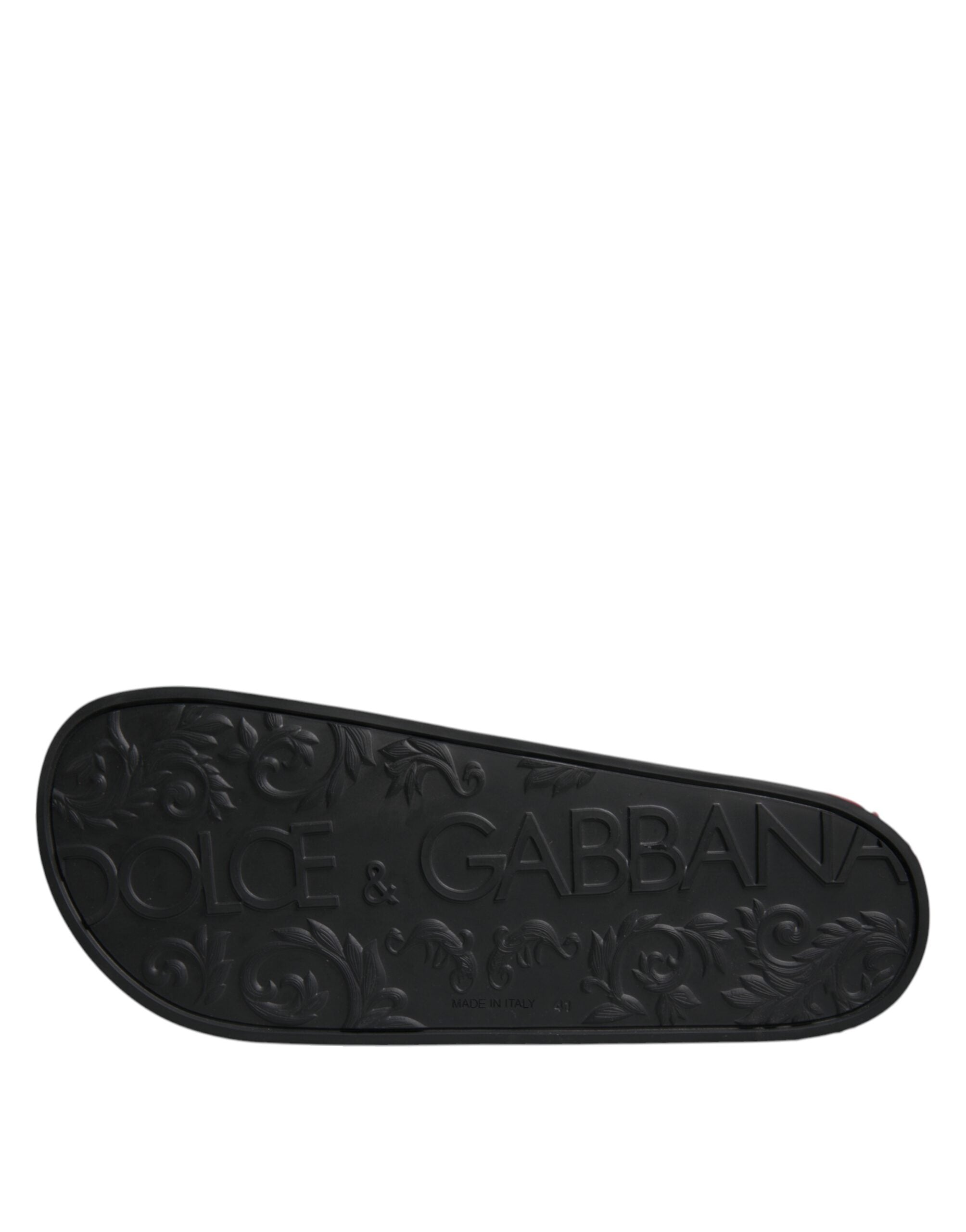 Dolce & Gabbana Black Leather Slides Sandals Beachwear Shoes -   -  Dolce & Gabbana.