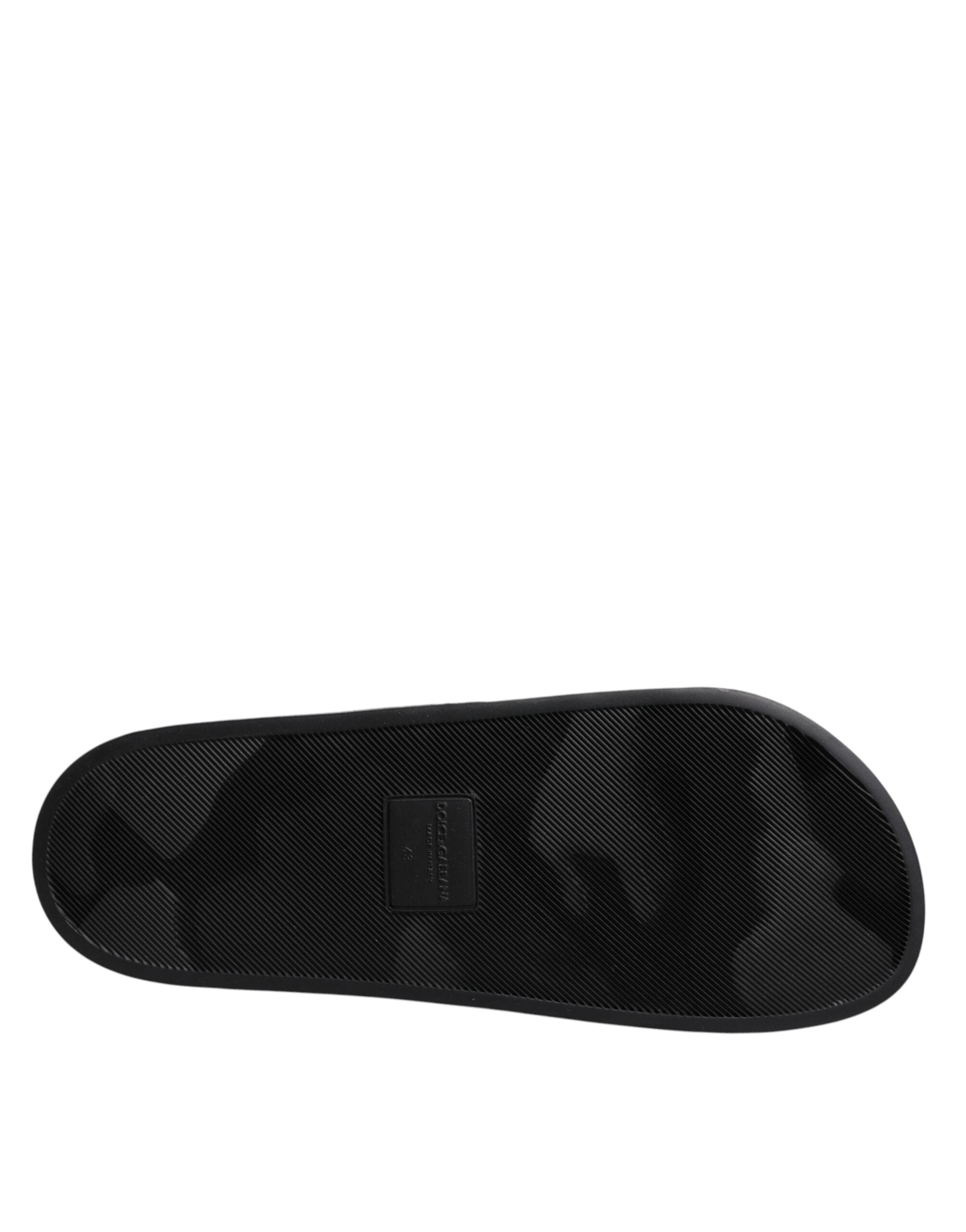 Dolce & Gabbana Black Divers Leather Flats Slides Sandals Beachwear Shoes -   -  Dolce & Gabbana.