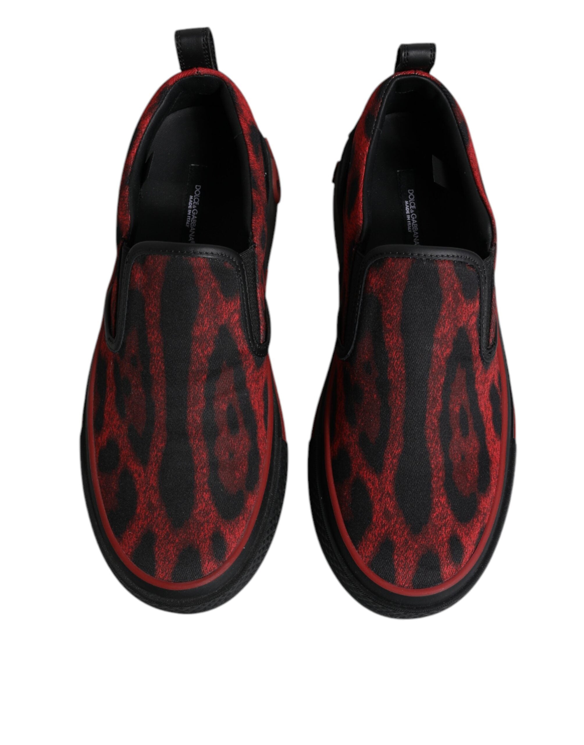 Dolce & Gabbana Red Black Leopard Cotton Men Low Top Sneakers Shoes -   -  Dolce & Gabbana.