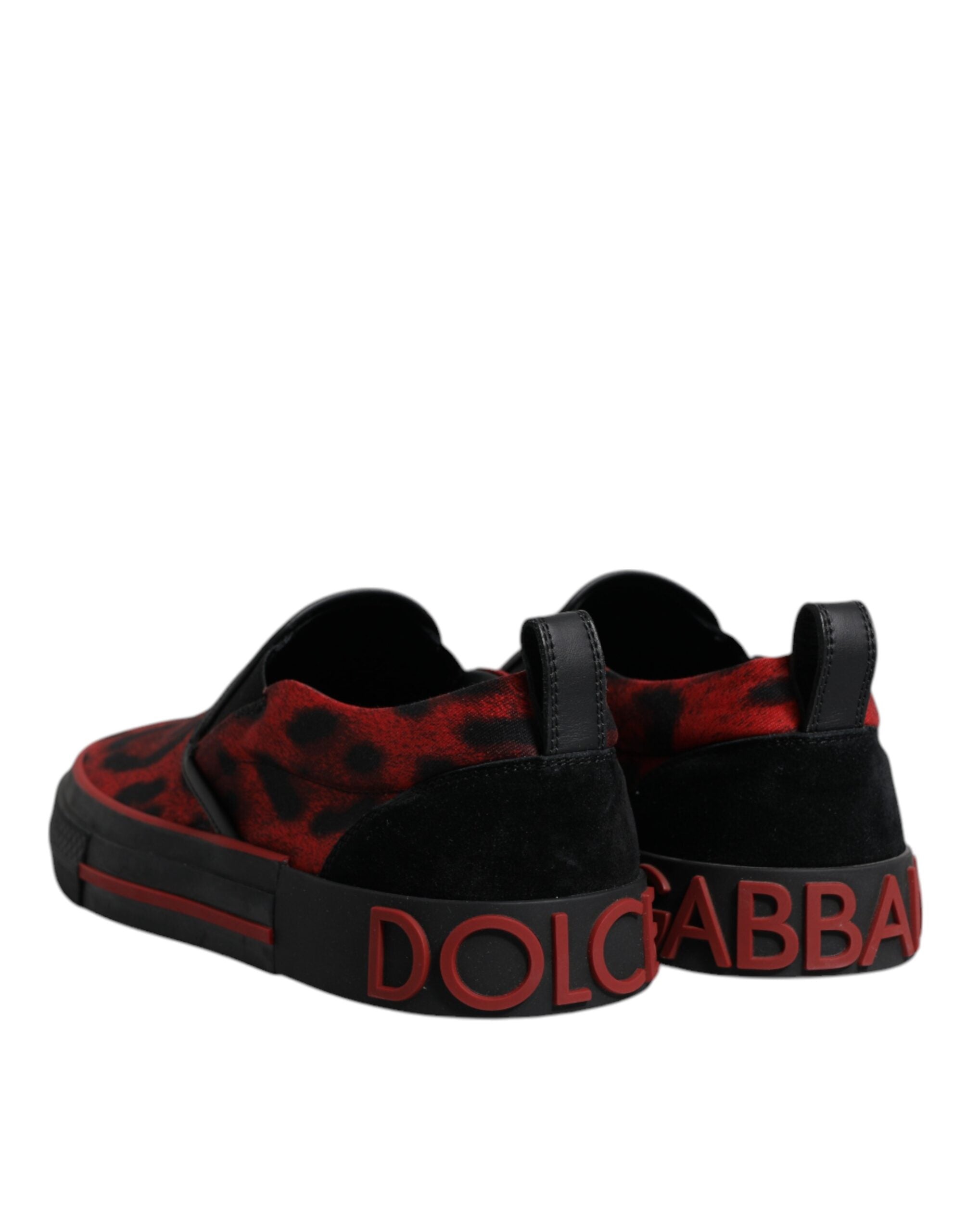 Dolce & Gabbana Red Black Leopard Cotton Men Low Top Sneakers Shoes -   -  Dolce & Gabbana.