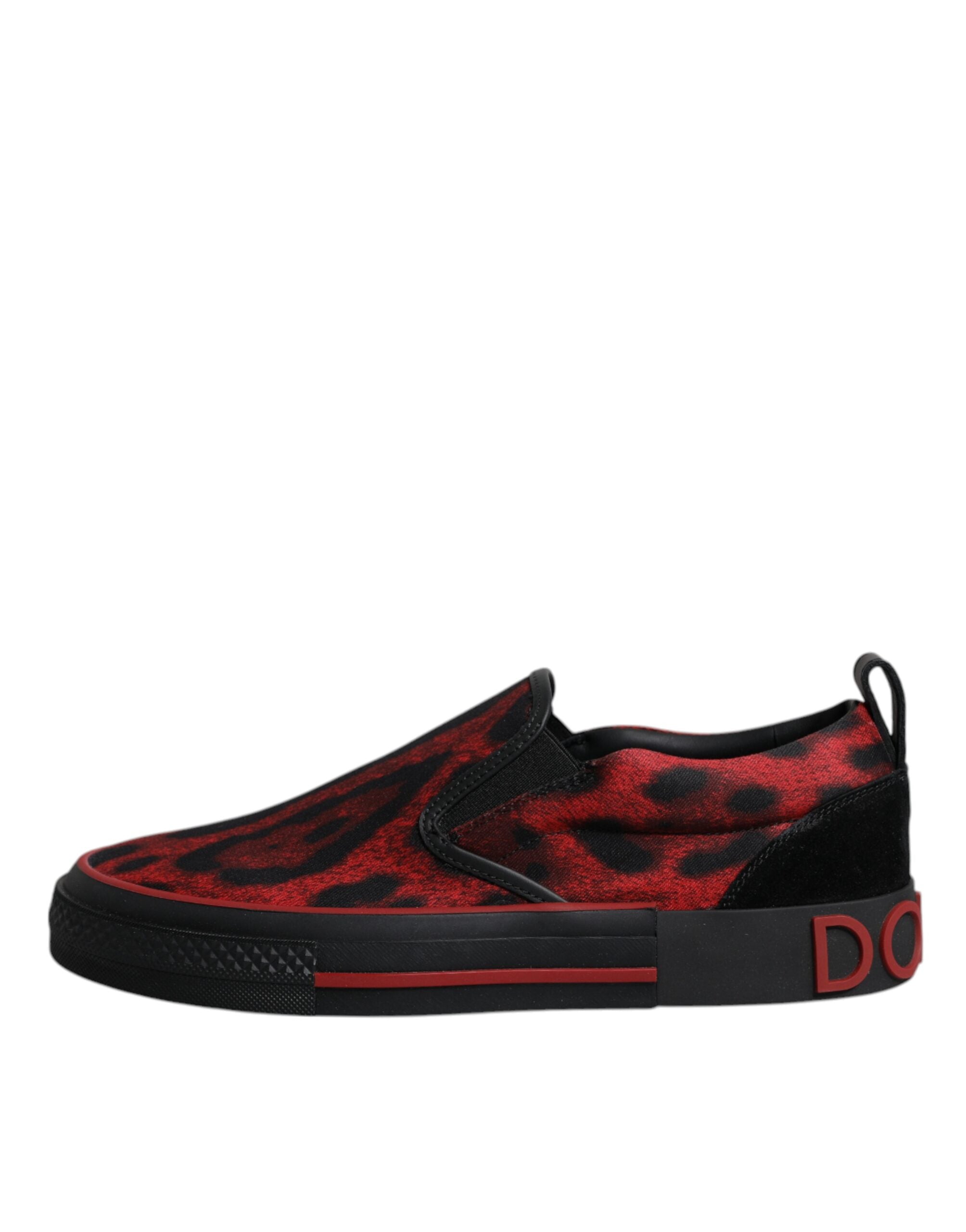 Dolce & Gabbana Red Black Leopard Cotton Men Low Top Sneakers Shoes -   -  Dolce & Gabbana.