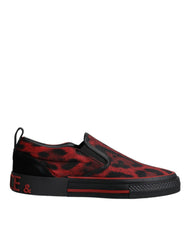 Dolce & Gabbana Red Black Leopard Cotton Men Low Top Sneakers Shoes -   -  Dolce & Gabbana.