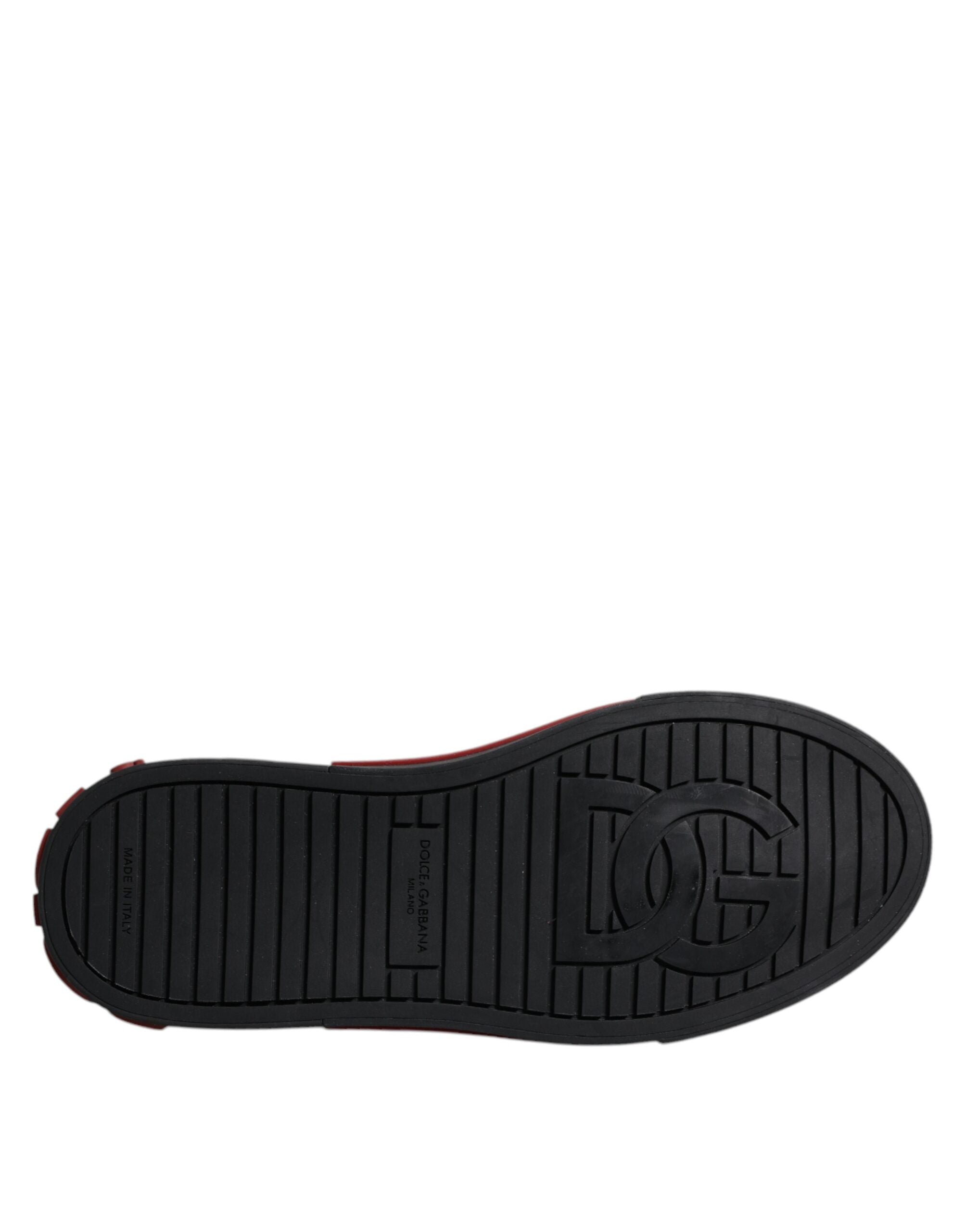 Dolce & Gabbana Red Black Leopard Cotton Men Low Top Sneakers Shoes -   -  Dolce & Gabbana.