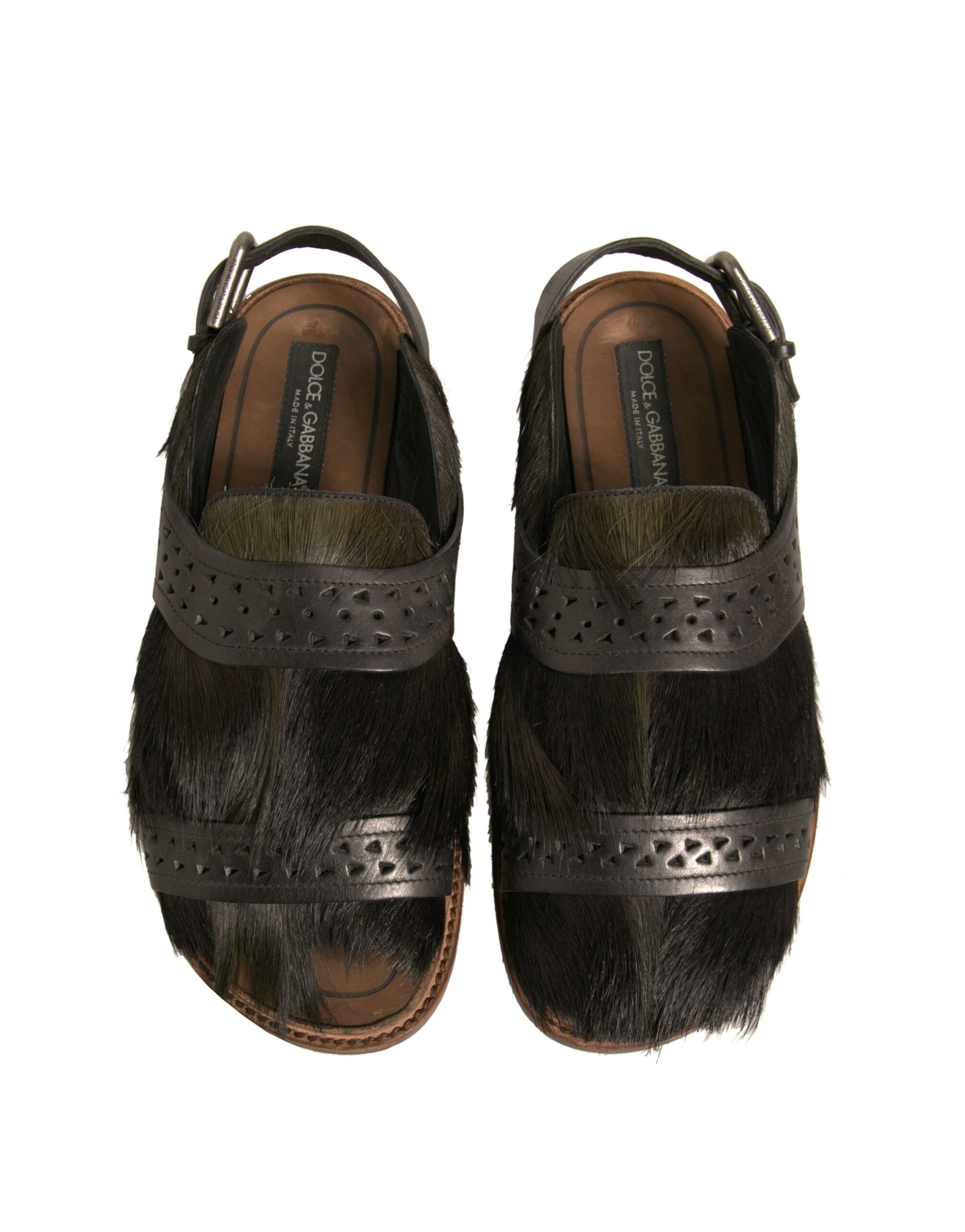 Dolce & Gabbana Green Gazelle Hair Leather Flats Sandals Shoes -   -  Dolce & Gabbana.
