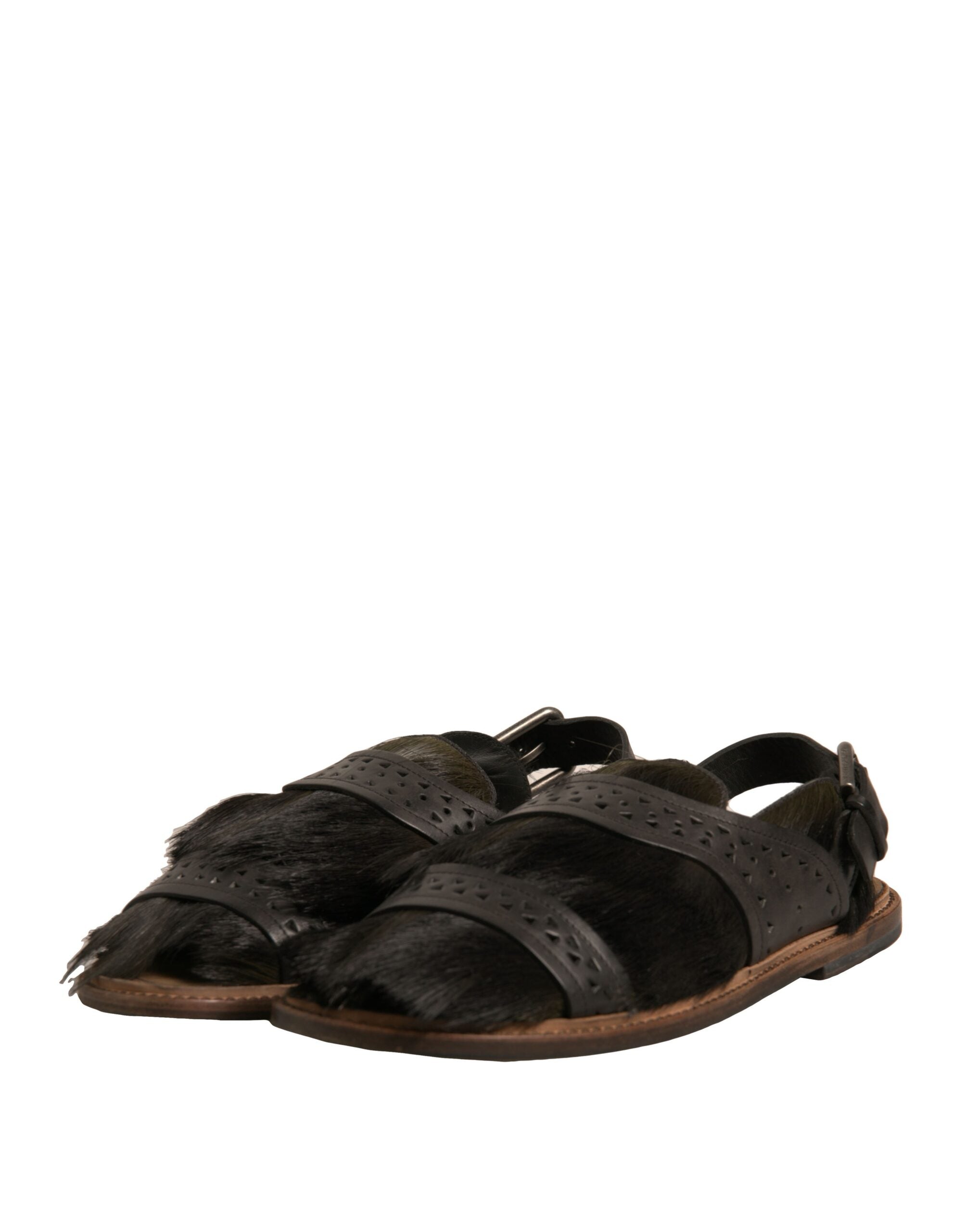 Dolce & Gabbana Green Gazelle Hair Leather Flats Sandals Shoes -   -  Dolce & Gabbana.