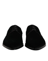 Dolce & Gabbana Black Velvet Cotton Lace Up Derby Shoes -   -  Dolce & Gabbana.