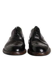 Dolce & Gabbana Black Leather Lace Up Men Derby Formal Shoes -   -  Dolce & Gabbana.