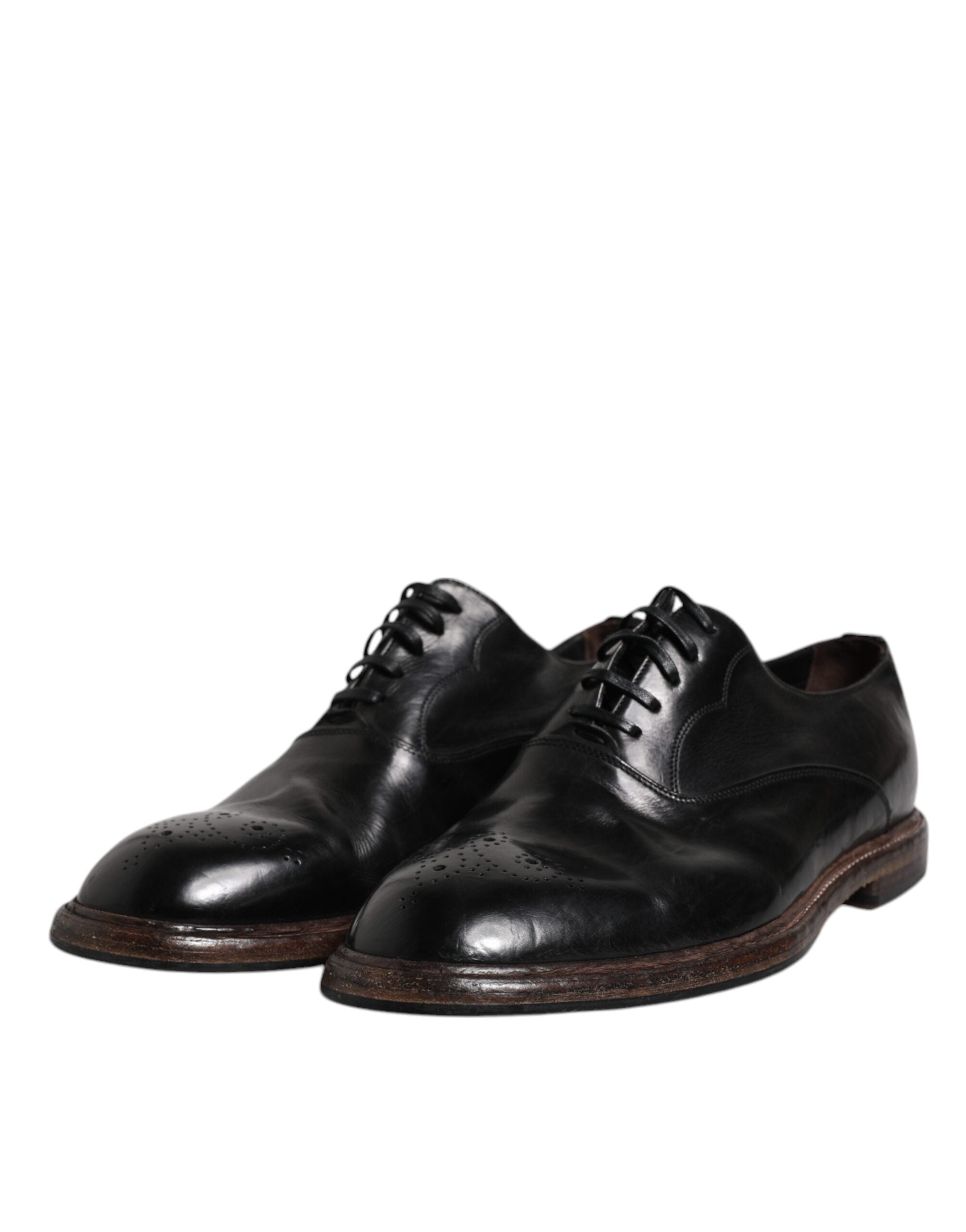 Dolce & Gabbana Black Leather Lace Up Men Derby Formal Shoes -   -  Dolce & Gabbana.