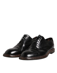 Dolce & Gabbana Black Leather Lace Up Men Derby Formal Shoes -   -  Dolce & Gabbana.