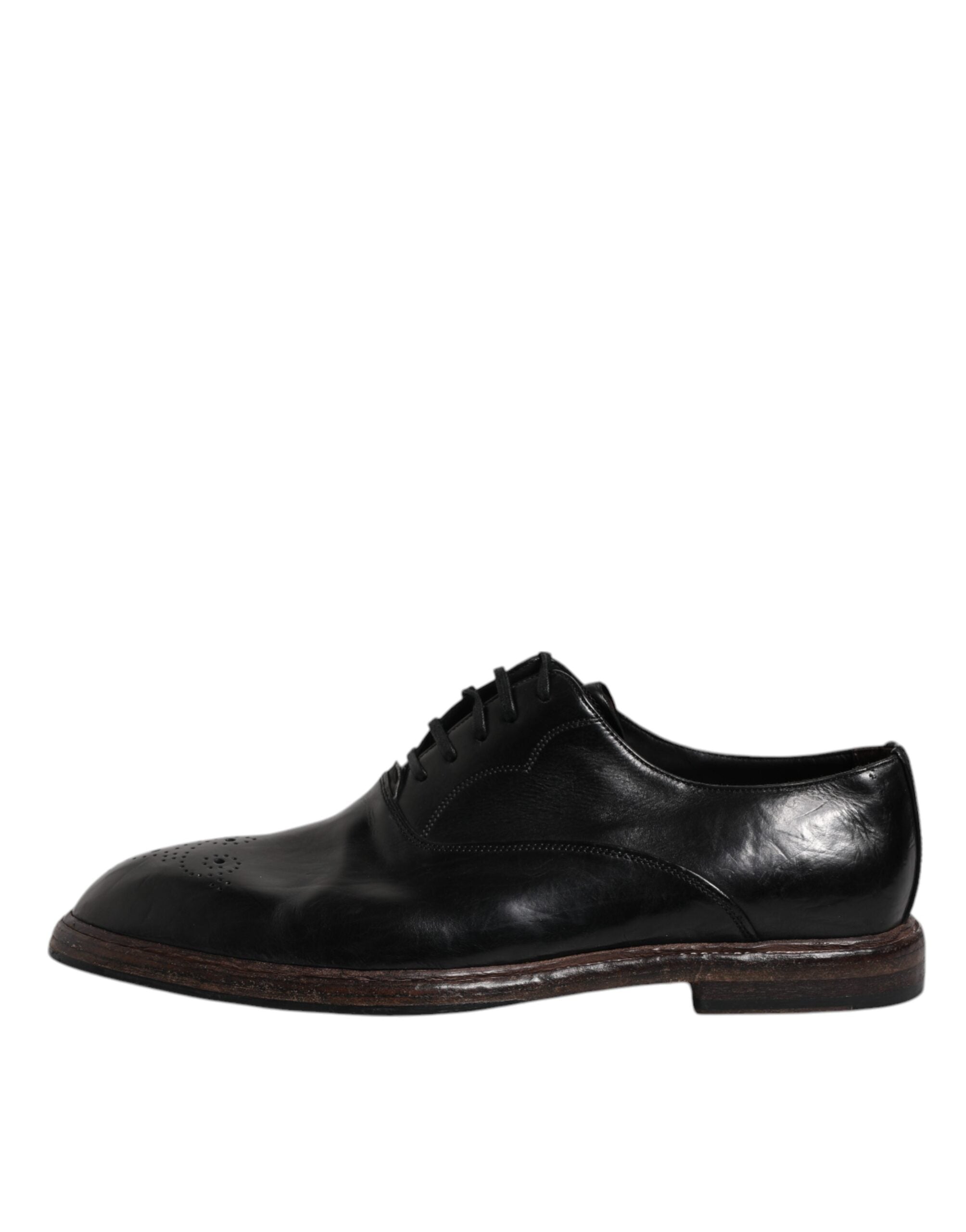 Dolce & Gabbana Black Leather Lace Up Men Derby Formal Shoes -   -  Dolce & Gabbana.
