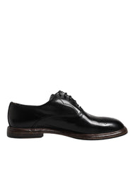 Dolce & Gabbana Black Leather Lace Up Men Derby Formal Shoes -   -  Dolce & Gabbana.