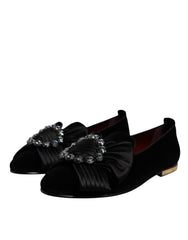 Dolce & Gabbana Black Crystal Flats Men Loafers Dress Shoes -   -  Dolce & Gabbana.