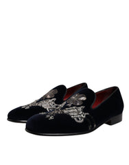 Dolce & Gabbana Black Velvet Floral Gun Loafers Dress Shoes -   -  Dolce & Gabbana.