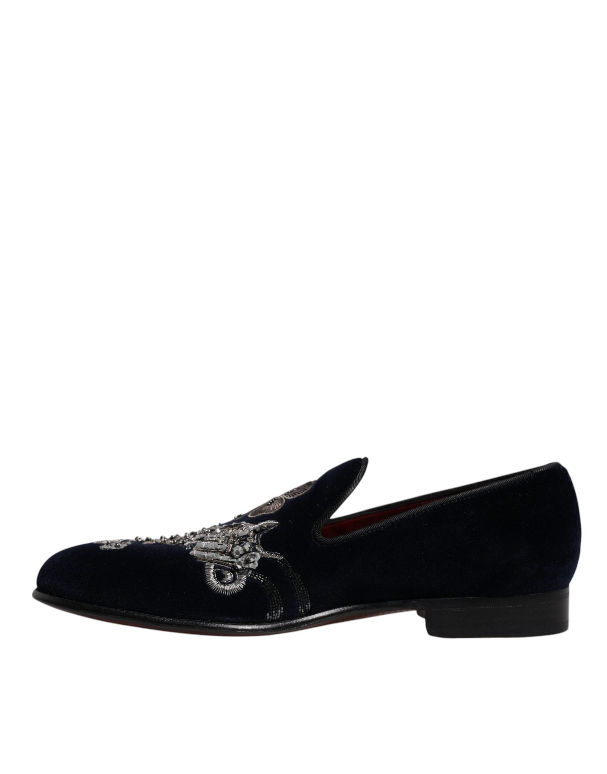 Dolce & Gabbana Black Velvet Floral Gun Loafers Dress Shoes -   -  Dolce & Gabbana.
