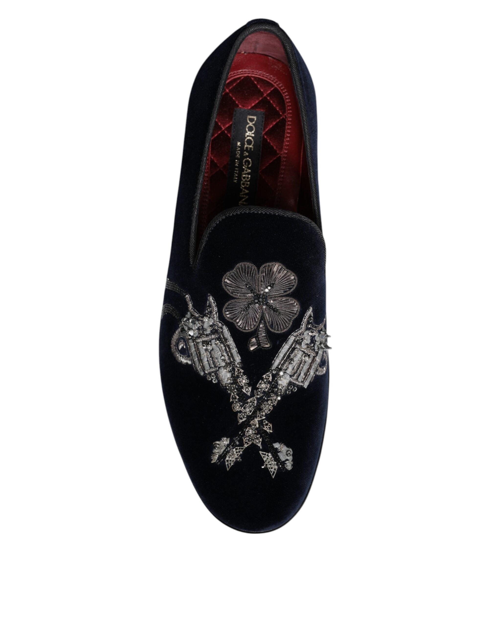 Dolce & Gabbana Black Velvet Floral Gun Loafers Dress Shoes -   -  Dolce & Gabbana.