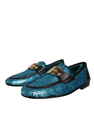 Dolce & Gabbana Blue Sequined Loafers Formal Dress Shoes -   -  Dolce & Gabbana.