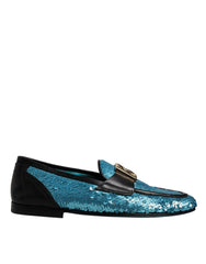 Dolce & Gabbana Blue Sequined Loafers Formal Dress Shoes -   -  Dolce & Gabbana.