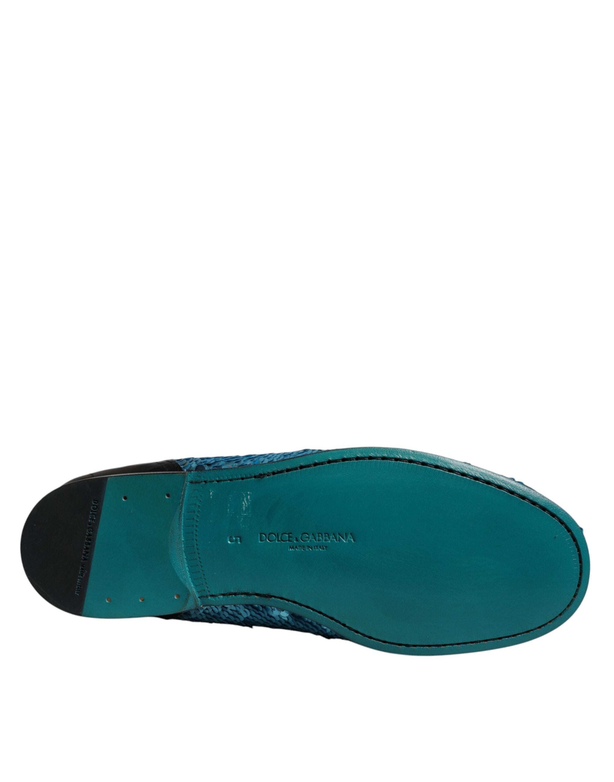 Dolce & Gabbana Blue Sequined Loafers Formal Dress Shoes -   -  Dolce & Gabbana.