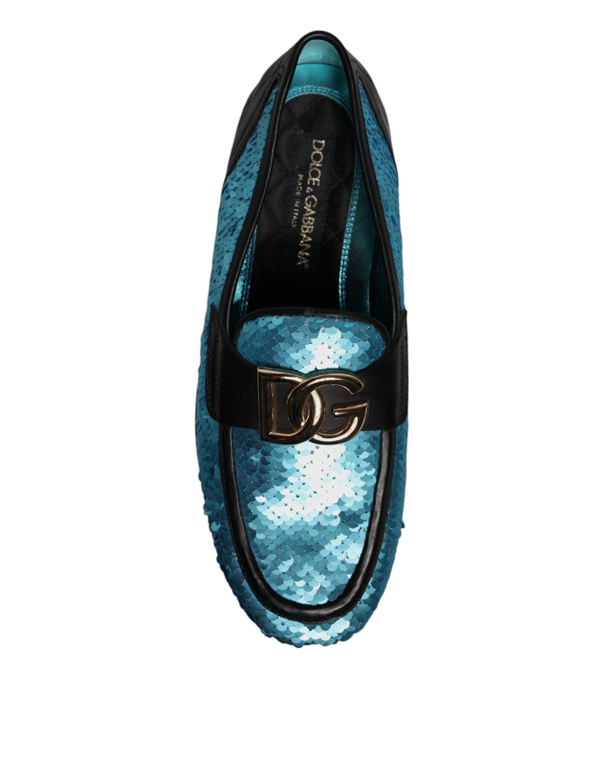 Dolce & Gabbana Blue Sequined Loafers Formal Dress Shoes -   -  Dolce & Gabbana.