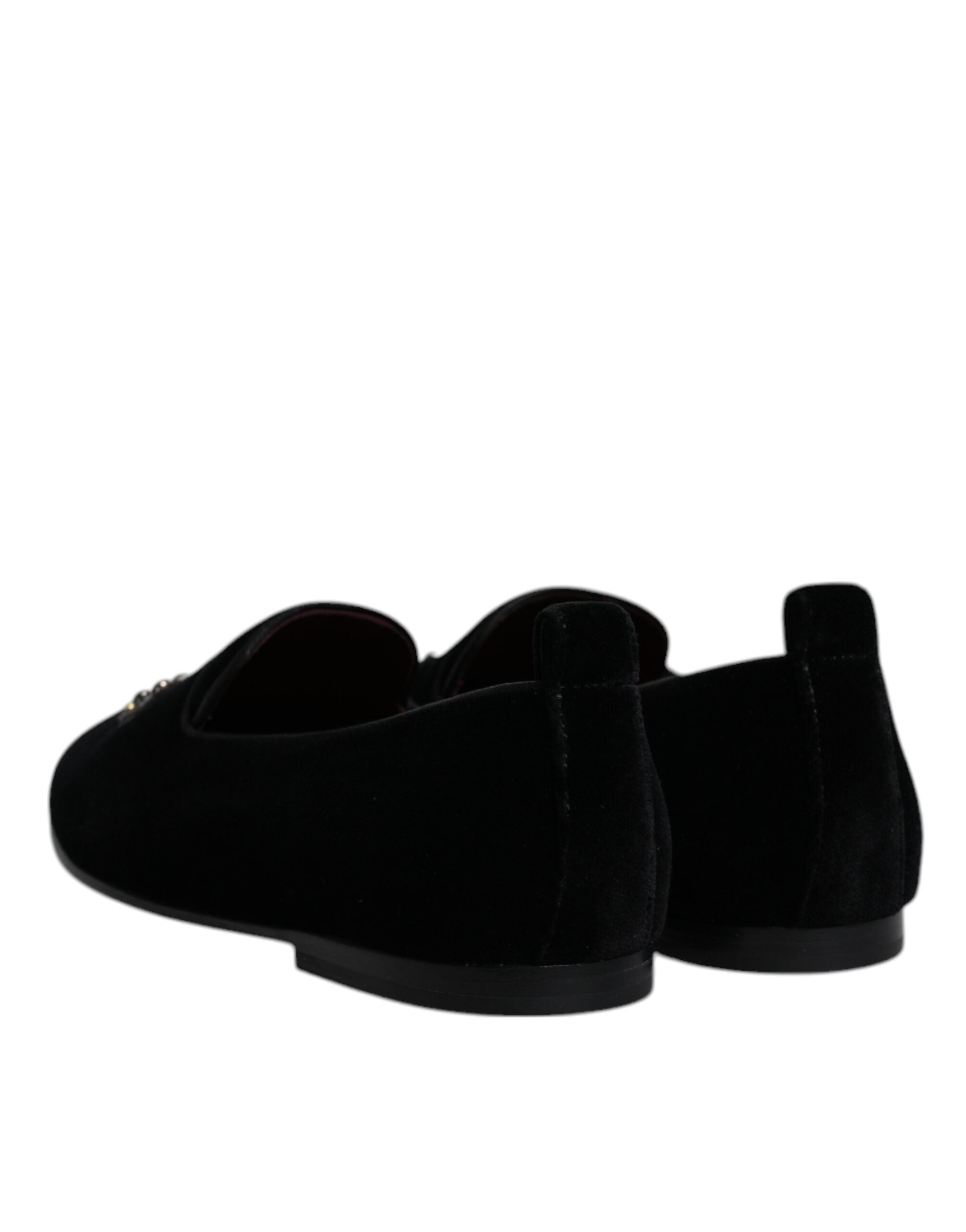 Dolce & Gabbana Black Velvet Crystal Crown Loafers Formal Dress Shoes -   -  Dolce & Gabbana.