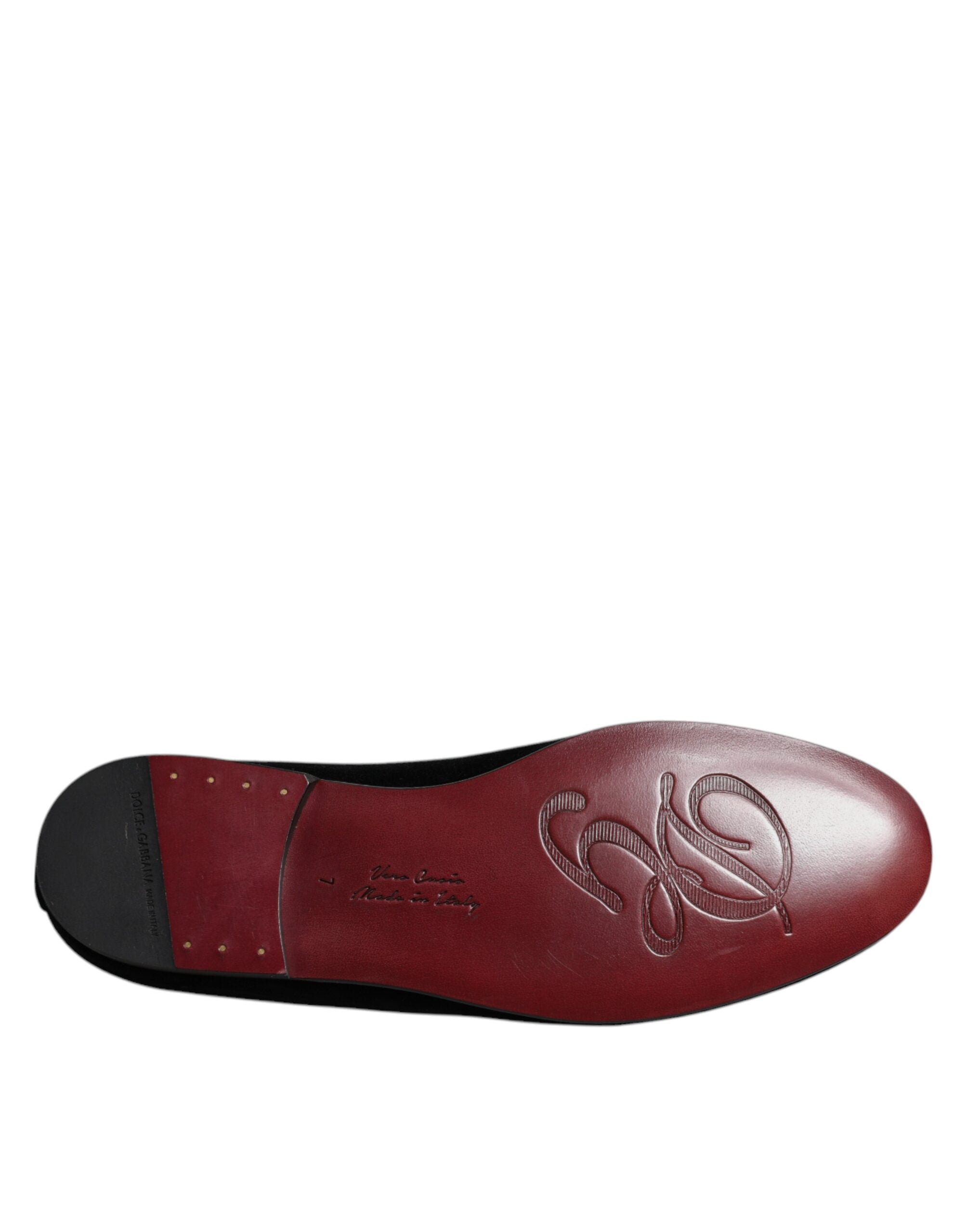 Dolce & Gabbana Black Velvet Crystal Crown Loafers Formal Dress Shoes -   -  Dolce & Gabbana.